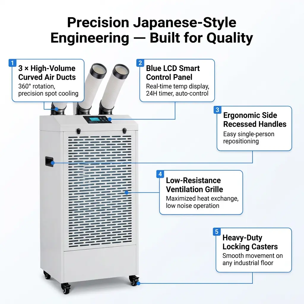 AC industriale portatile del condizionatore d'aria mobile con display LCD a funzionamento silenzioso professionale personalizzato da 65 dB in laboratorio AC industriale portatile del condizionatore d'aria mobile con display LCD a funzionamento silenzioso professionale personalizzato da 65 dB in laboratorio
