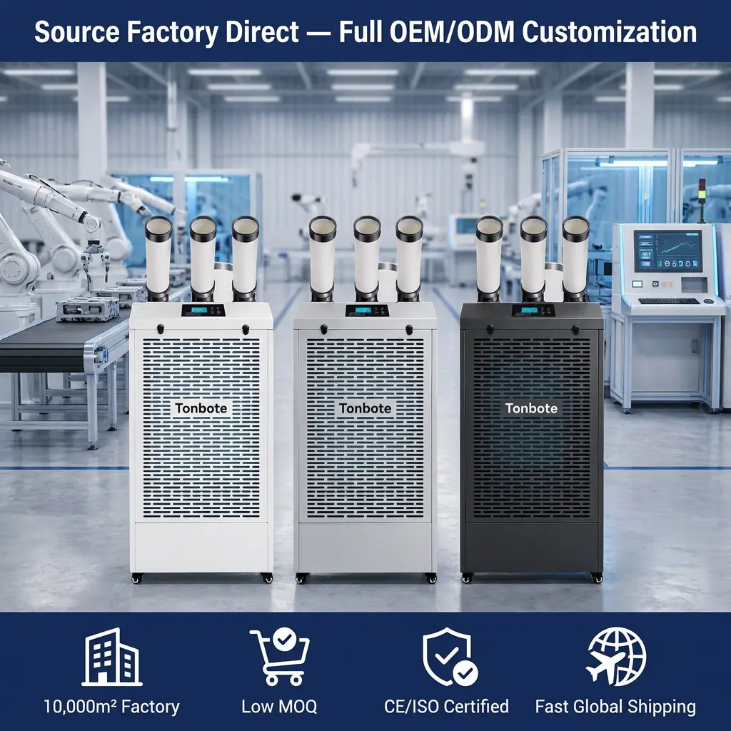 AC industriale portatile del condizionatore d'aria mobile con display LCD a funzionamento silenzioso professionale personalizzato da 65 dB in laboratorio