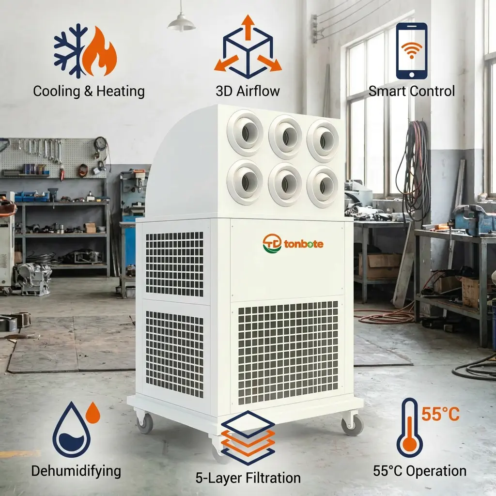 Condizionatore d'aria industriale mobile tutto in uno portatile personalizzato all'ingrosso da 380 V per il magazzino dell'officina del cantiere