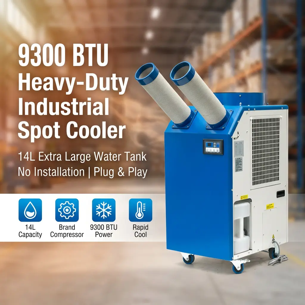 Condizionatore d'aria industriale portatile del dispositivo di raffreddamento del punto del compressore rotativo di potere 9300BTU del grande carro armato dell'OEM 14L 2700W per l'officina