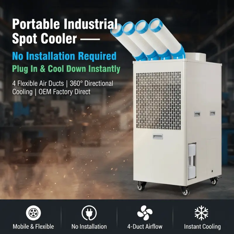 Condizionatore d'aria portatile industriale con logo personalizzato OEM 110V 220V 380V Fornitura diretta in fabbrica con MOQ basso multitensione